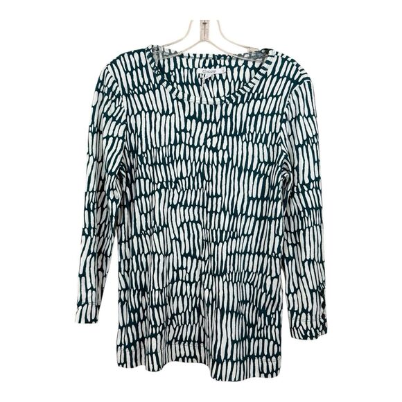 Chico's Marker Everyday Tee Women's Size 1 Medium 3/4 Sleeve Peacock Teal Pima - Picture 2 of 11